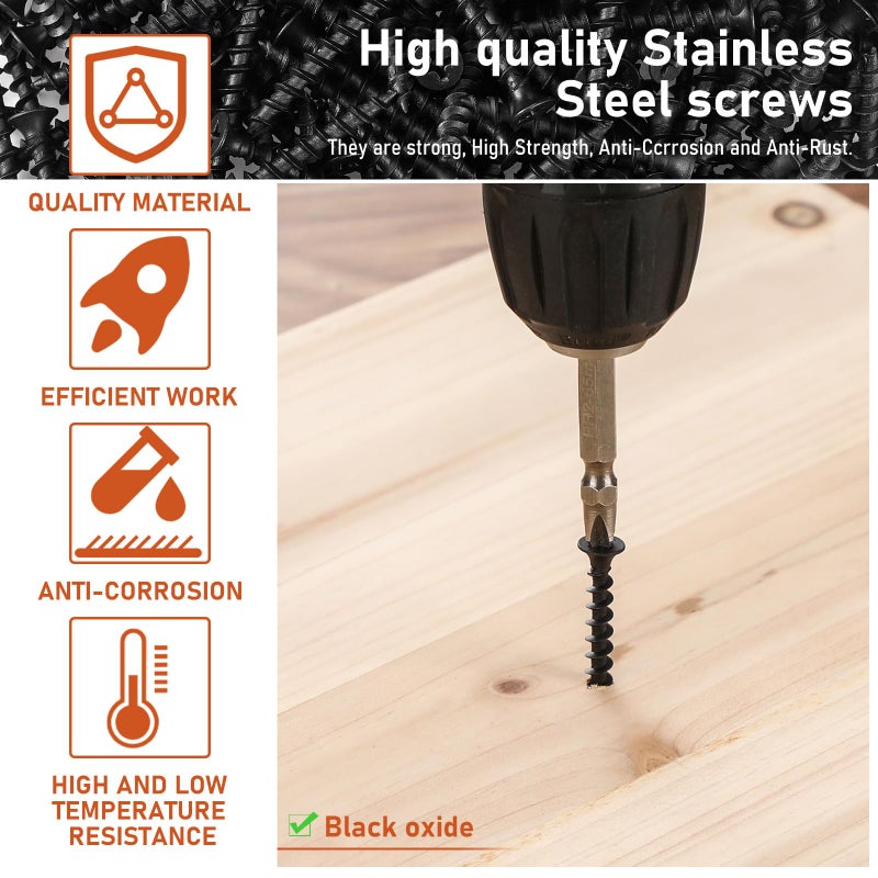 Yaocom # 10 x 1-1/2"" Collated Drywall Tapping Screws 335 Pcs Black Hardness Coarse Thread Wood Tapping Screws 2lb Bugle Head Laminating Phosphate Coated for Drywall, Wood and Furniture - Image 4